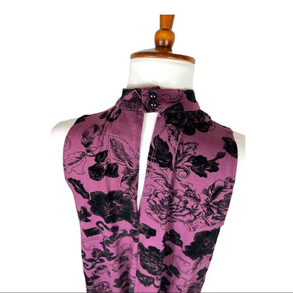 Philosophy A-Line Mock Neck Floral Dress With Velvet Flower Detail Size Small - Picture 3 of 6